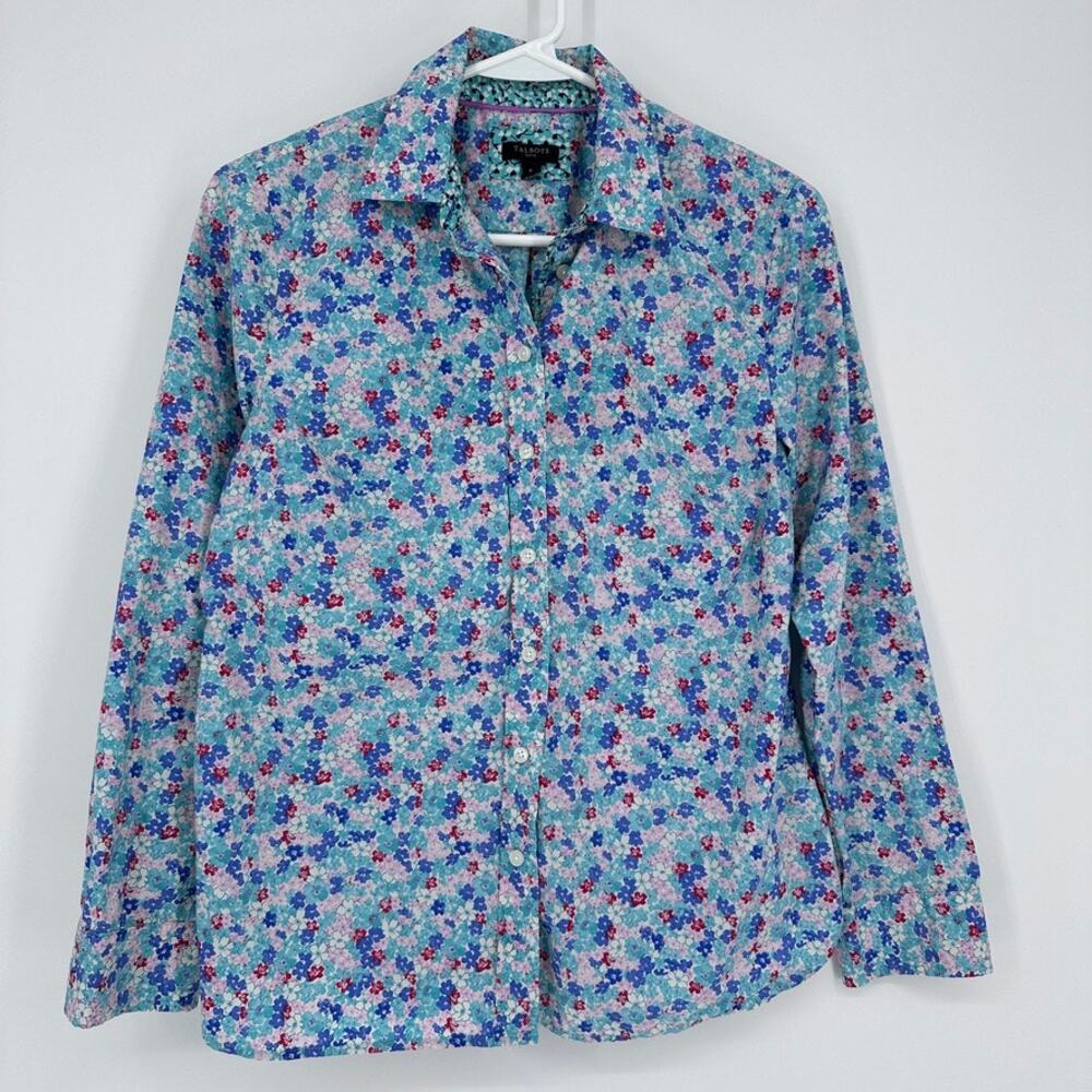 Talbots Blouse Women Petite SMALL Preppy Floral Office Career Summer Lightweight